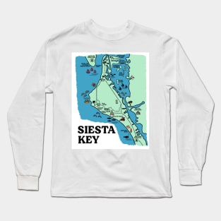 Siesta Key Florida Map Art Long Sleeve T-Shirt